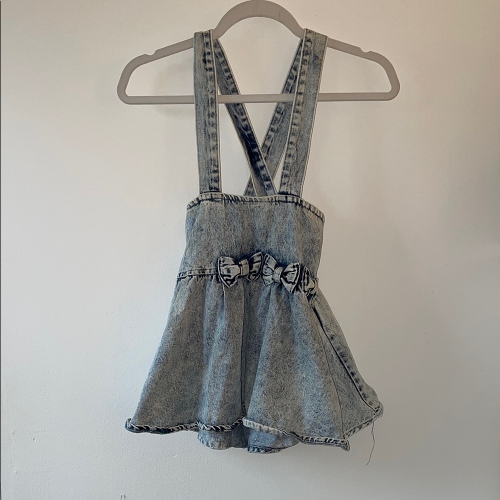 Vintage Denim Kids Skirt with Bow Accents